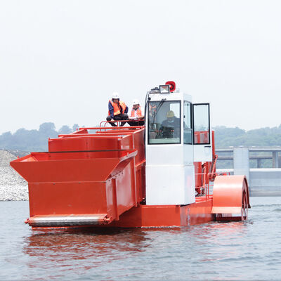 3000m2/h Garbage Loading Aquatic Weed Harvester with 50 - 80 HP Tractor Power and 12t Load Capacity River Grass Conveyor Barge