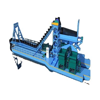 Diesel Bucket Chain Gold Mining Dredger with 24m Dredging Depth 200cm Draught