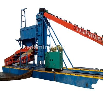 Diesel Bucket Chain Gold Mining Dredger with 24m Dredging Depth 200cm Draught