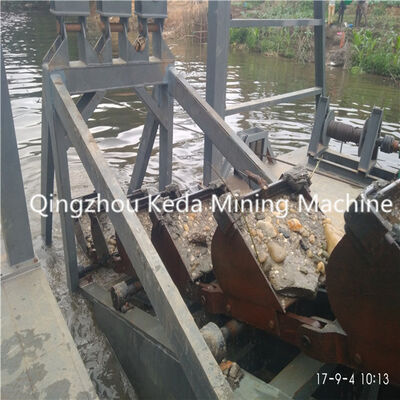 Diesel Bucket Chain Gold Mining Dredger with 24m Dredging Depth 200cm Draught