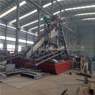 Diesel Bucket Chain Gold Mining Dredger with 24m Dredging Depth 200cm Draught