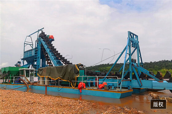 100 Tons/H Bucket Chain Gold Dredging Boat With 13/14/15.5m Ponton