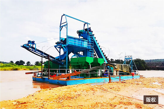 100 Tons/H Bucket Chain Gold Dredging Boat With 13/14/15.5m Ponton