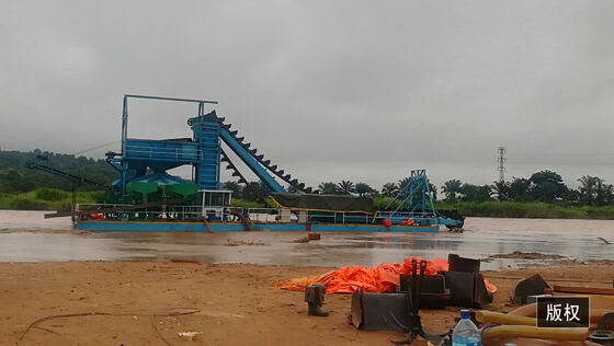 100 Tons/H Bucket Chain Gold Dredging Boat With 13/14/15.5m Ponton