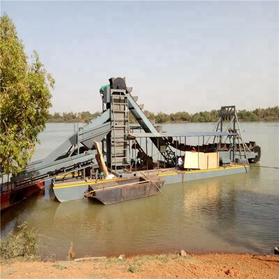 Diesel Bucket Chain Dredger 6-14m Dredging Depth for Gold / Diamond Mining