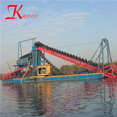 Gold Gravity Chain Bucket Dredger with 12m Dredging Depth 10/8 Inch Pump