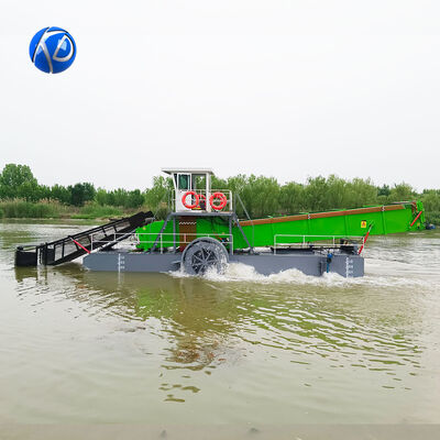 Full Hydraulic Drive Aquatic Weed Harvester with Paddle Wheel Propulsion and Modular Design for Efficient Waterway Cleaning