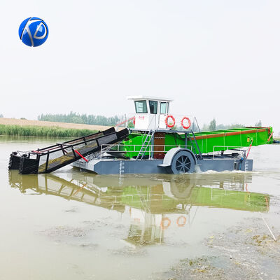 Full Hydraulic Drive Aquatic Weed Harvester with Paddle Wheel Propulsion and Modular Design for Efficient Waterway Cleaning