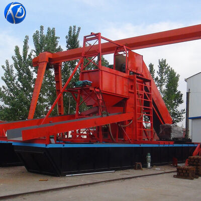 Gold Mining Bucket Chain Dredger 500m Dredging Depth 60cm Draught