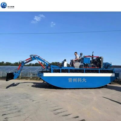 Water Weed Harvesting Amphibious Dredger 2.5m Depth With T Type Cutter Bucket Rake