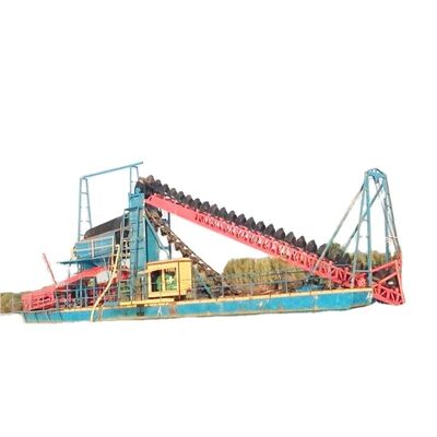 Diesel Bucket Chain Gold Mining Dredger with 24m Dredging Depth 200cm Draught
