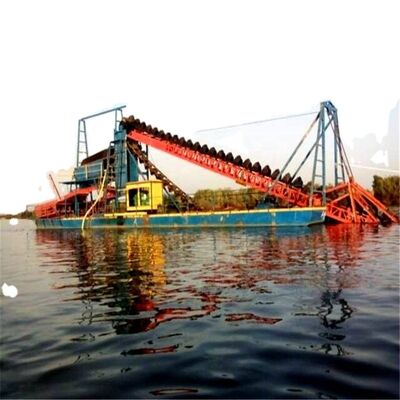 Diesel Bucket Chain Gold Mining Dredger with 24m Dredging Depth 200cm Draught
