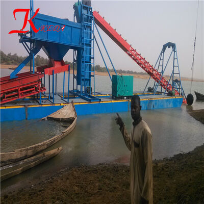 Gold Gravity Chain Bucket Dredger with 12m Dredging Depth 10/8 Inch Pump