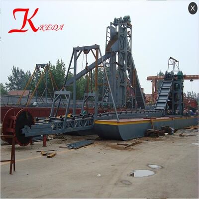 Gold Gravity Chain Bucket Dredger with 12m Dredging Depth 10/8 Inch Pump