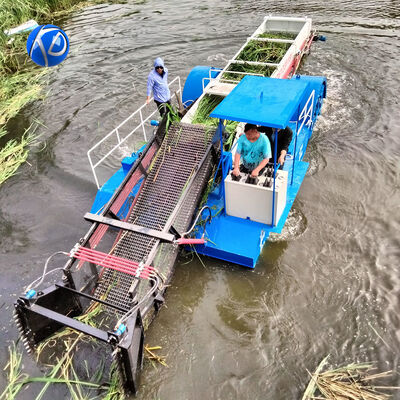 1 Row Aquatic Weed Harvester with Remote Centralized Control and CCSB Ship Steel Plates for River and Canal Cleaning