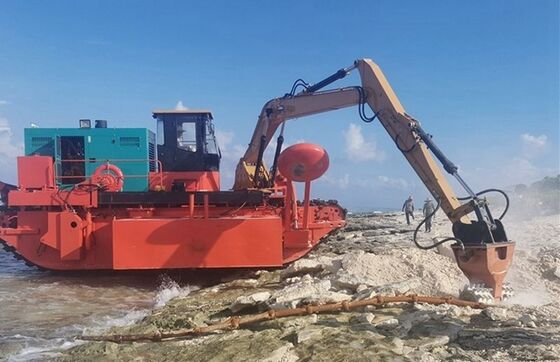 Desilting Amphibious Dredger 56kw with Hydraulic Control Self Propelled