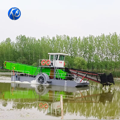 Full Hydraulic Drive Aquatic Weed Harvester with Paddle Wheel Propulsion and Modular Design for Efficient Waterway Cleaning