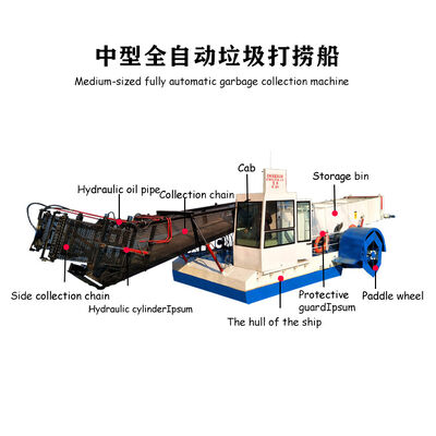 Full Hydraulic Drive Aquatic Weed Harvester with Paddle Wheel Propulsion and Modular Design for Efficient Waterway Cleaning